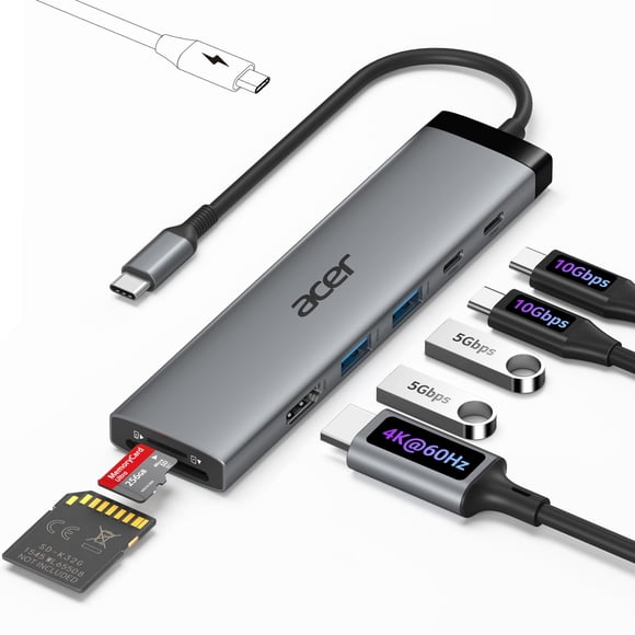 Hub USB C Acer 8 en 1 4K@60Hz 10Gbps PD 100W