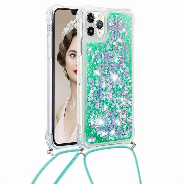 Funda FOXDOCK para iPhone 11 Pro con Cuerda Ajustable, Brillo Líquido, Protección Antigolpes y Lente – Ideal para Regalo