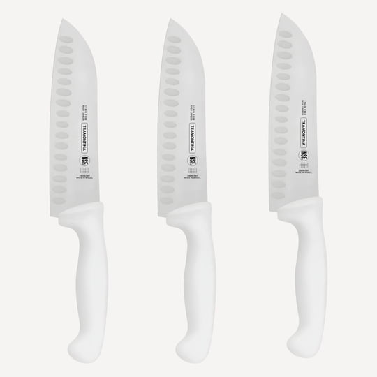 Set 3 Cuchillos Tramontina Santoku 7 Pulgadas Blanco Chef