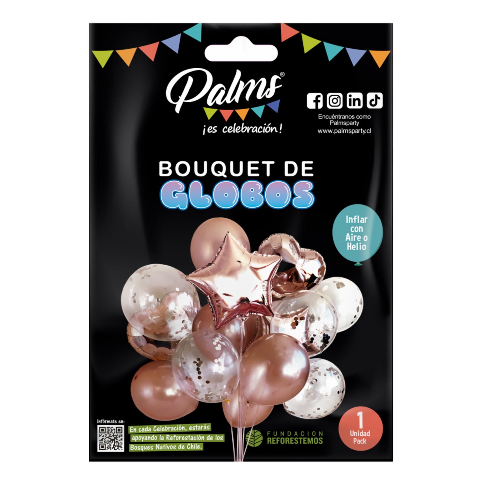 Pack 14 Globos, 10 Latex Y 4 Aluminio Palms