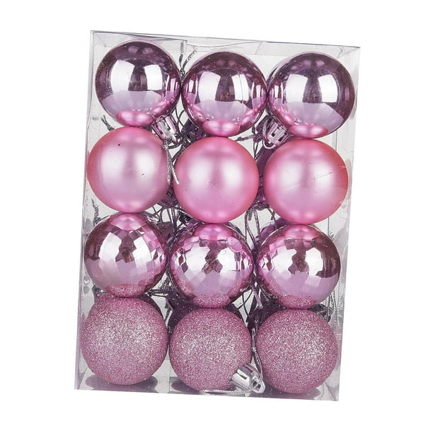 24x Bolas De Navidad Decoración Del Hogar Adornos De Árbol De Navidad Para Fiesta Hogar Vacaciones Rosa