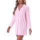 thumbnail image 4 of INSPIRE CHIC Camisón de Manga Larga para Mujer Mezcla de Algodón con Botones y Cuello con Solapa XS Rosa, 4 of 6