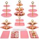 thumbnail image 1 of Set de 11 soportes para tortas NWK, rosa, de 3 y 2 pisos, 1 of 3