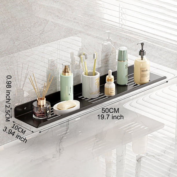 1pc 50cm/19.7inch Stainless Steel Bathroom Shelf Organizer, Sink Drain Shelf Over The Faucet, Bathroom Decor Counter Top Organizer, Bathroom Accessories