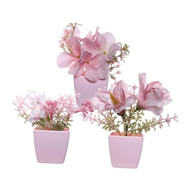 3 Piezas de Flores Artificiales en Maceta, Plantas Artificiales con Maceta, Pequeños Adornos para Decoración de Mesa, Comedor, Cocina, Dormitorio Y Ho Estilo B