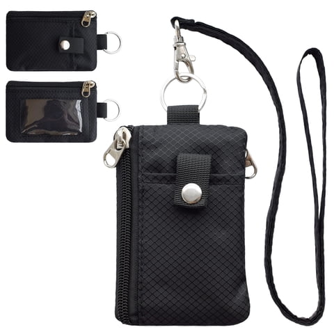 Xusx111 - Pequeña Cartera De Cordón Para Mujeres / Hombres Con Cartera De Tarjeta De Identificación De Bloqueo, Bolsa De Cremallera De Nylon Minimalista, Cartera De Cuello De Viaje Con Llavero, Ventan