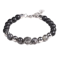 Brazalete Unisex Gino Rodinis B535 | Negro/Plateado