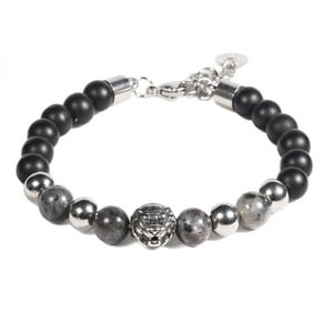 Brazalete Unisex Gino Rodinis B535 | Negro/Plateado