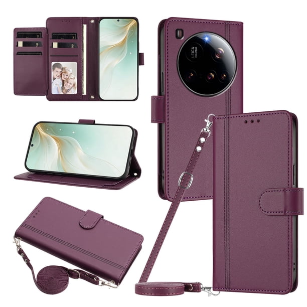 Funda Cartera de Cuero Sintético para Xiaomi 15 Ultra, Morado Oscuro