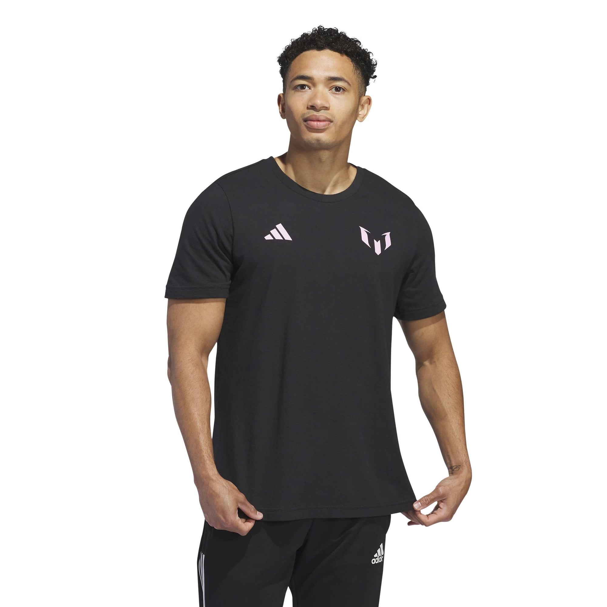 Camiseta Adidas Messi Para Hombre, Negra, Manga Corta, Talla Grande