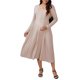 thumbnail image 2 of INSPIRE CHIC Vestidos de maternidad para mujeres, botón plisado, tejido de punto, manga larga, sesión de fotos, vestido maxi de embarazo, 2XL, caqui, 2 of 6
