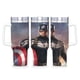 thumbnail image 1 of Capitán América Vaso aislado de acero inoxidable con asa, diseño temático, regalo para familia, amigos y fans; incluye pajita y encaja en el portavasos estándar, 40 oz, 1 of 6