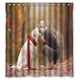 thumbnail image 1 of Cortina de ducha con diseño de perro y amor, juego de cortinas de baño con ganchos, tamaño 66 x 72 pulgadas, 1 of 3
