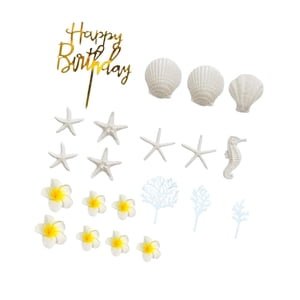 Magideal - 21 Piezas De Adornos Para Tartas De Flores, Decoración Para Fiestas Temáticas De Verano, Decoraciones Portátiles Para Tartas De Playa Para Fiestas De