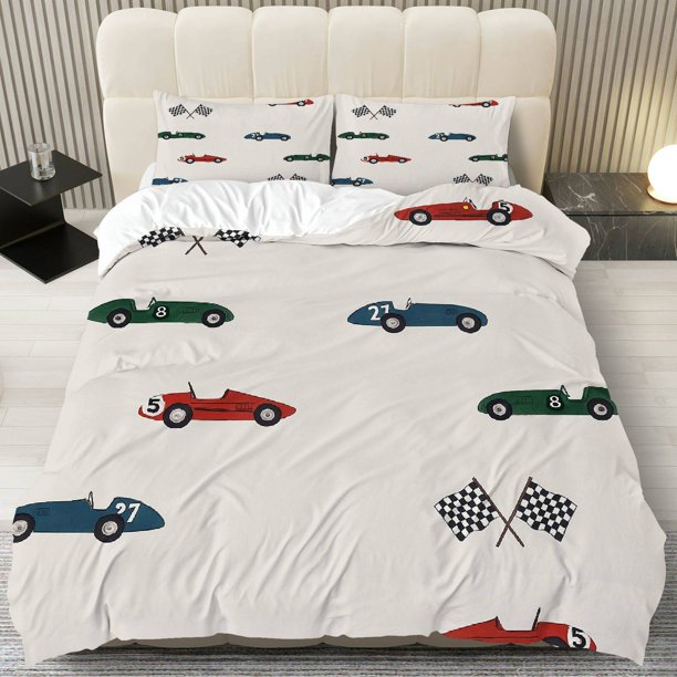 Retro Racing Theme Bedding Racing Pattern Suitable for Decorating Bedrooms Guest Rooms Dormitori