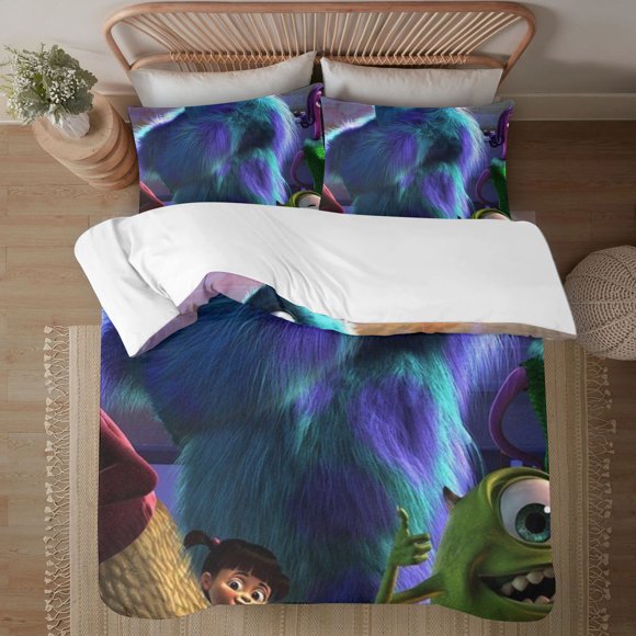 Monsters, Inc 3-Piece Bedding Set For Kids Boys Girls Adult Cartoon Warm Cute Fashion Holiday Present Gift Bed Sheets