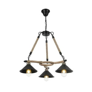 Genérico - Lámpara Colgante Triple Cáñamo Industrial Porta E-27 Incluye Ampolleta Fría