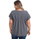 thumbnail image 5 of GRACE & GRANDEUR Blusas de Mujer Talla Grande con Rayas Verticales Escote en V Manga Corta Hombro Caído 1X Azul Gris, 5 of 7