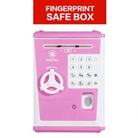 Hucha De Juguete Like Caja Fuerte Huella Digital Cajero Automático Máquina Dinero Moneda Rosa