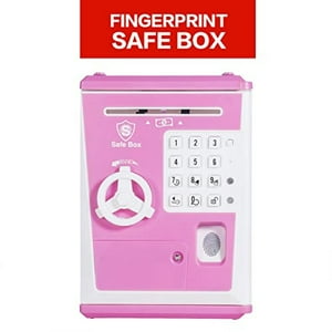 Hucha De Juguete Like Caja Fuerte Huella Digital Cajero Automático Máquina Dinero Moneda Rosa