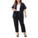 thumbnail image 2 of Agnes Orinda Blazers de Mujer Tallas Grandes Casual de Manga Corta con Solapa Muesca Chaqueta de Traje para el Trabajo 2X Azul Marino, 2 of 8