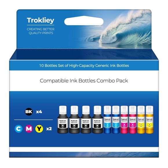 Recargas de tinta Trokliey Pack de 10 ET-2850 ET-2760 ET-3850