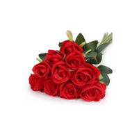 Genérico - Pack De 12 Rosas Artificiales De Terciopelo En Color Rojo