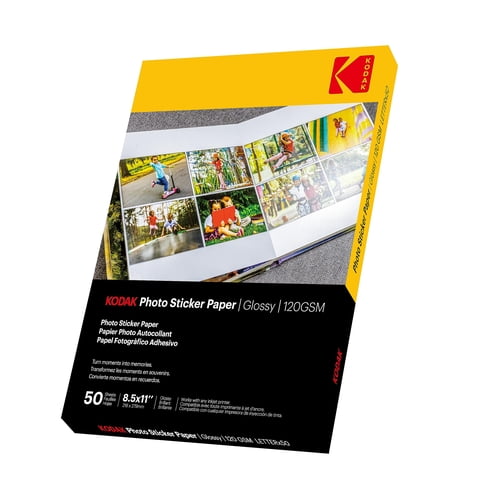 Papel Adhesivo Fotográfico Kodak, Satinado, 8,5 X 11, 50 Hojas, 120 G/M²