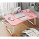 thumbnail image 2 of Mesa plegable para laptop, almacenaje, desayuno en cama, soporte libros con ranura para teléfono y porta vasos - rosa, 2 of 3