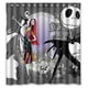thumbnail image 1 of Cortina de ducha de Anhome "Pesadilla antes de Navidad", diseño de chica de pelo largo, calavera y murciélago, con ganchos, tamaño 66 x 72 pulgadas, 1 of 3