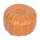 thumbnail image 3 of Funda De Puf De Cuero Bohemio Decoración De Dormitorio Bordado Artesanal 21 Pulgadas Redondo Amarillo, 3 of 5