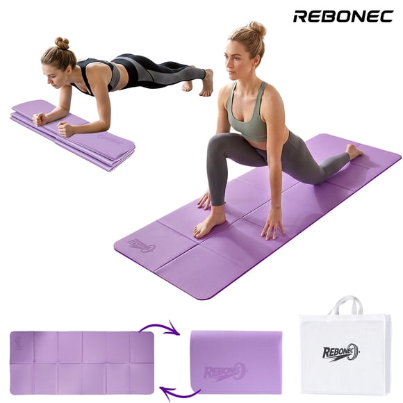 Colchoneta Mat Yoga Deportiva Plegable Tpe Grueso 8mm Bolso Color Morado Marca Rebonec
