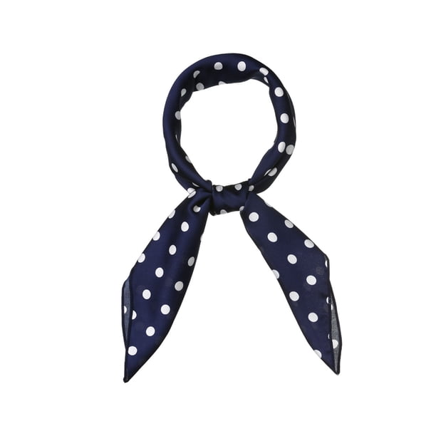 INSPIRA CHIC Pañuelo Cuadrado de Lunares de 70 cm Bufandas para el Cuello Pañuelo Cinta para el Cabello para Mujeres Azul Marino 27.56*27.56"(L*A)