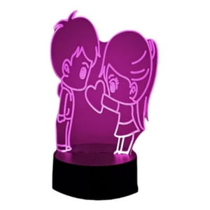 Lelumania - Lampara Ilusion 3D Pareja De Enamorados De 7 Colores, Base Touch