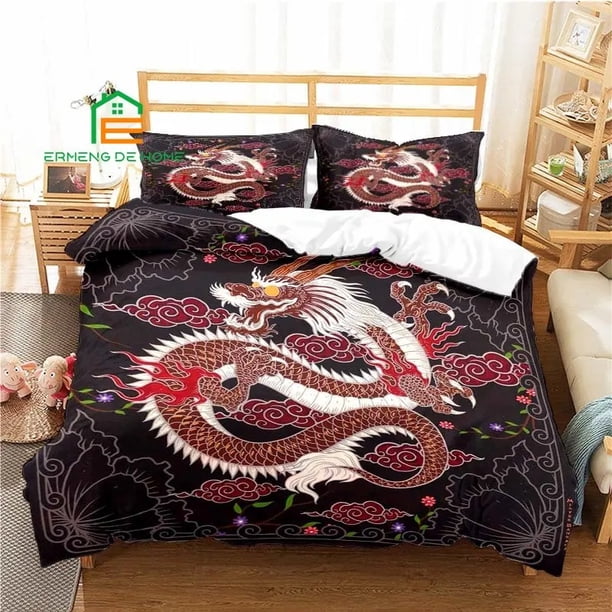 China Dragon Duvet Cover Set 100% Polyester 3D Digital Printing Bedding King Size Printing Bed Bedroom Set Bed Sheets