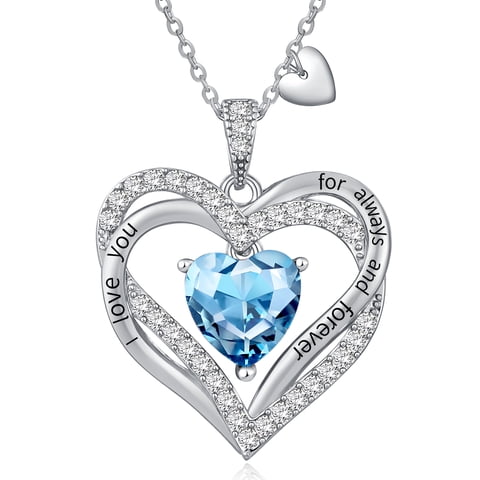 Collar Heshpaws Love Pendant 925 Sterling Silver Con Birthstone Zirconia Y Caja De Regalo