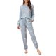 thumbnail image 2 of INSPIRE CHIC Conjunto de Pijama de Punto con Estampado de Estrellas para Mujer Regreso a Clases Suave Manga Larga Cuello Redondo Top y Pantalones Jogger Ropa de Dormir con Bolsillos XS Gris Claro, 2 of 6