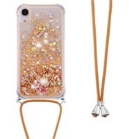 Funda Foxdock Para Iphone Xr Con Cuerda Ajustable, Brillo Líquido, Protección Antigolpes Y Lente – Ideal Para Regalo