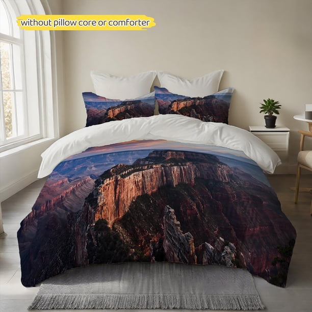Magnificent Canyon Sunset Printed Duvet Cover Set 100% Polyester Fiber Duvet Cover Soft and Comfortable Fluffy and Breathable Machine Washable for Convenience S