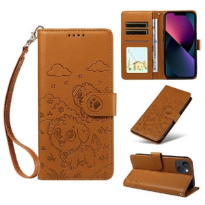 Funda Billetera Foxdock Compatible Con Iphone 13 Mini , Diseño Perrito Tierno, Ranuras Para Tarjetas Y Soporte Plegable