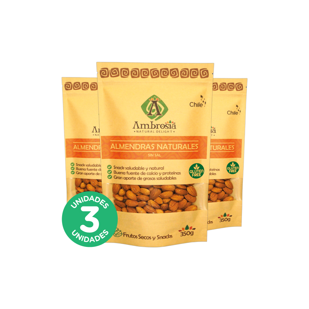 Ambrosia Spa - Pack 3, Almendras Naturales 350Gr