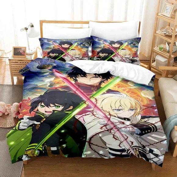 Fashion Seraph of the end Bedding Set three-piece set Adult Kid Bedroom Duvet cover Sets Kawaii Bed Sheets