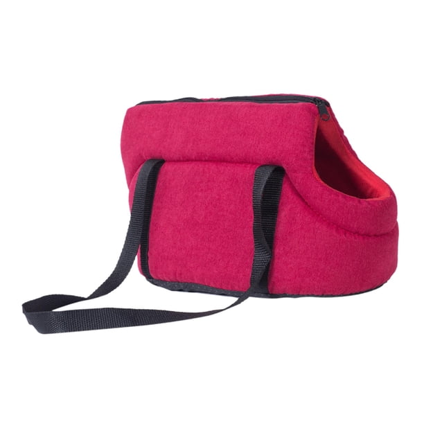 Bolsa de viaje portátil para mascotas, bolsa con asa, bolso de hombro, jaula, asiento transpirable para perros para senderismo, caminar, perros pequeñ , Rojo 45x22x20cm