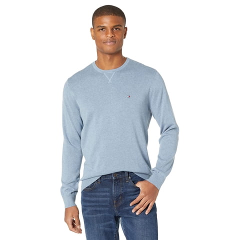 Jersey Tommy Hilfiger Liso Con Cuello Redondo Para Hombre, Color Azul Jaspeado