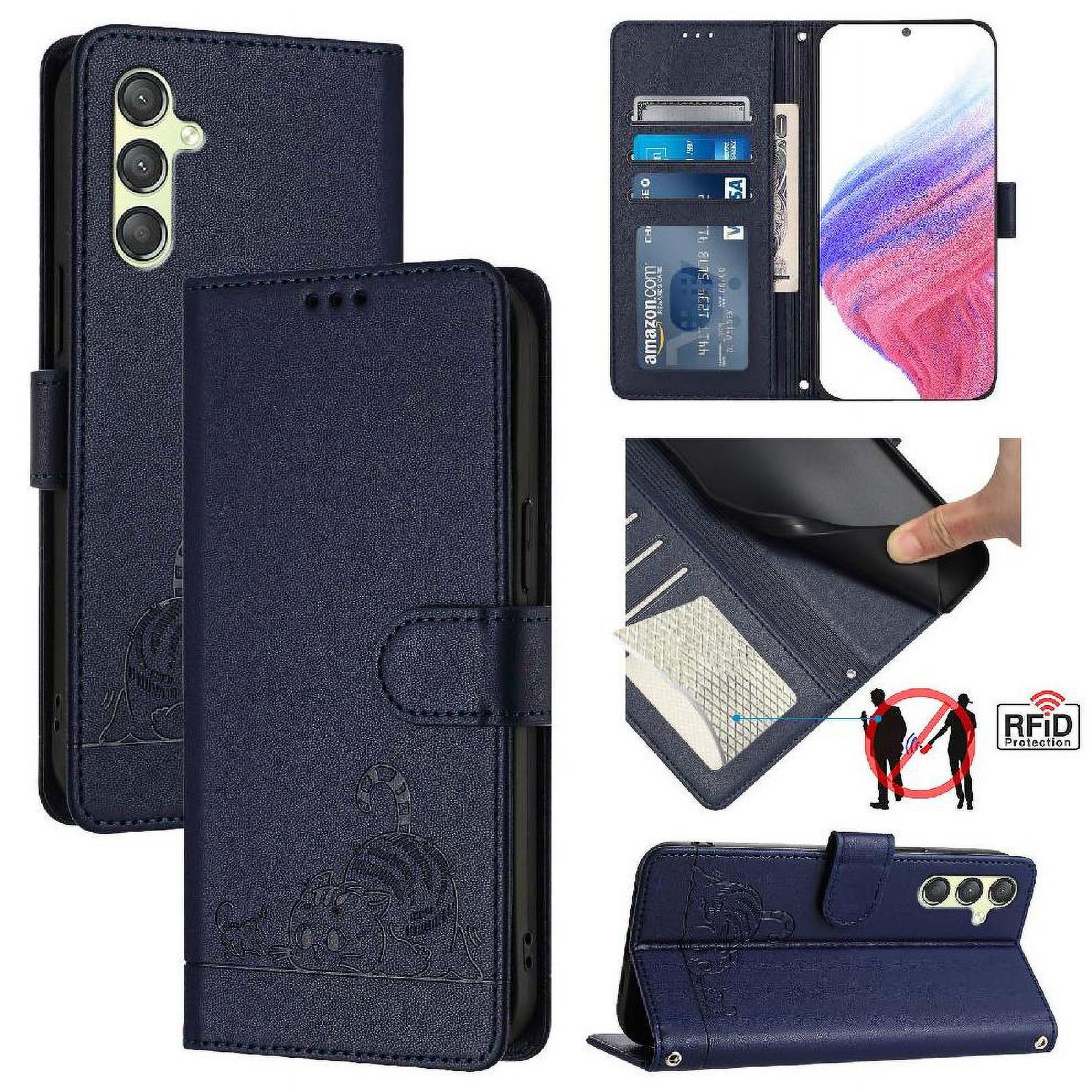 Funda Tipo Cartera Foxdock Para Samsung Galaxy A24 4G Con Soporte, Ranuras, Rfid, Diseño De Gato