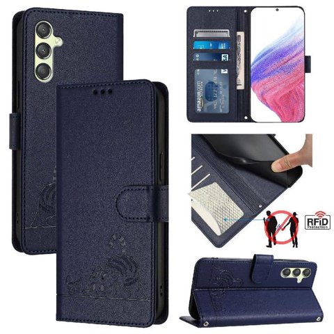 Funda Tipo Cartera Foxdock Para Samsung Galaxy A24 4G Con Soporte, Ranuras, Rfid, Diseño De Gato