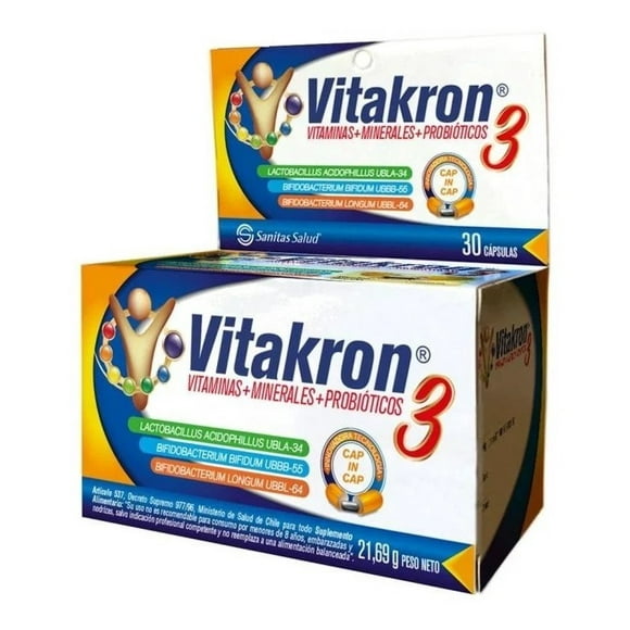 Vitakron3 Vitaminas + Minerales + Probioticos X 30 Cap