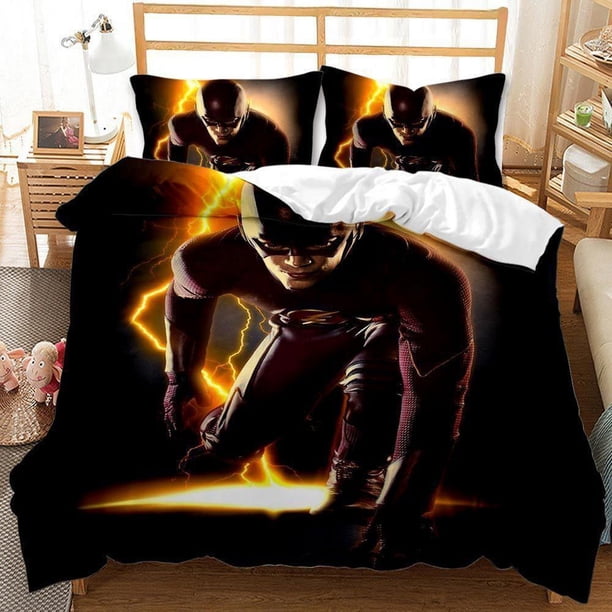 Spider-Man Blue Red White Stripes Quilt Duvet Cover Set Pillowcase Bed Linen3-Piece Bedding Set