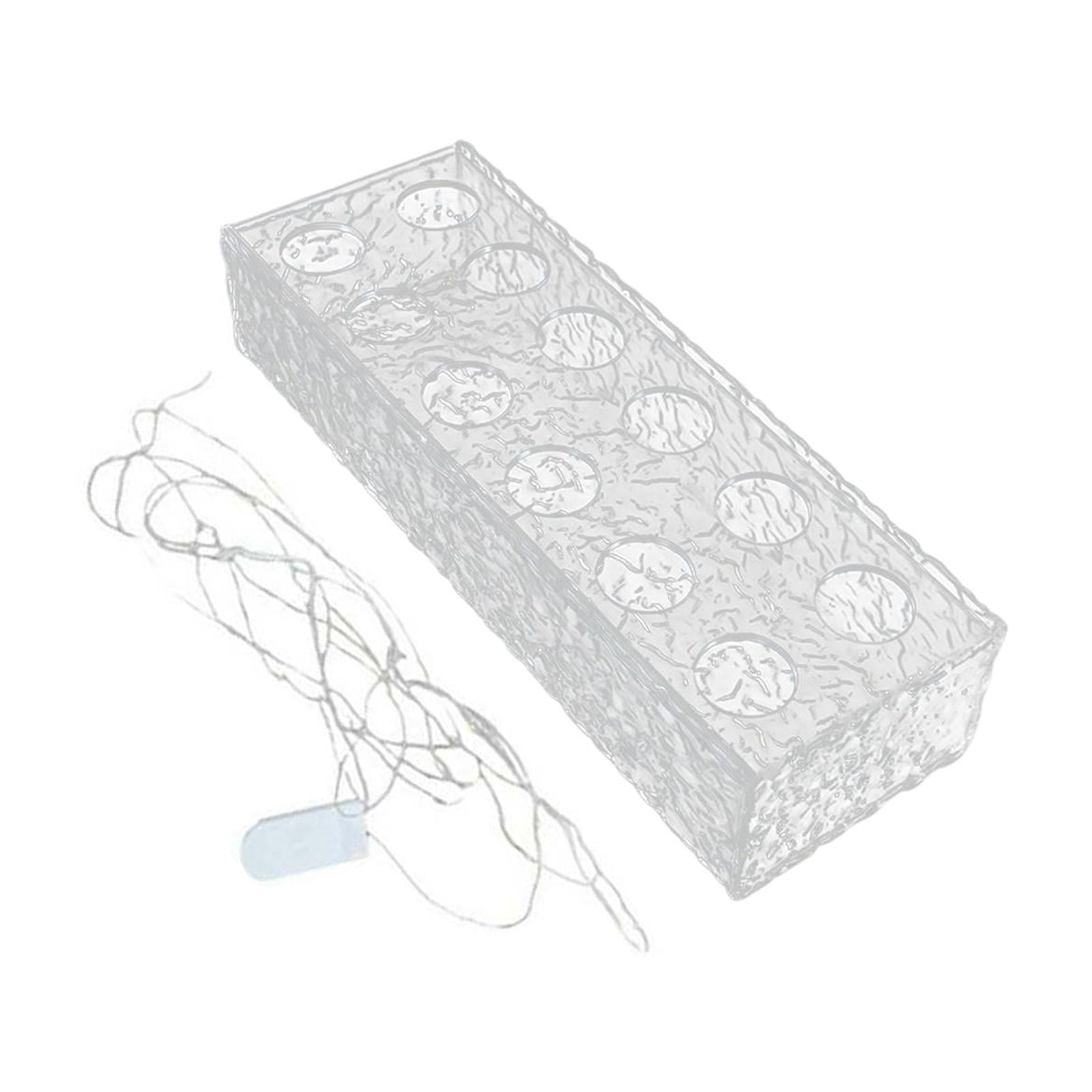 Bothyi - Florero De Acrílico Luces Led Escritorio Arreglo Floral Florero De Flauta Florero Transparente 12 Hoyos 30x10x6.5cm