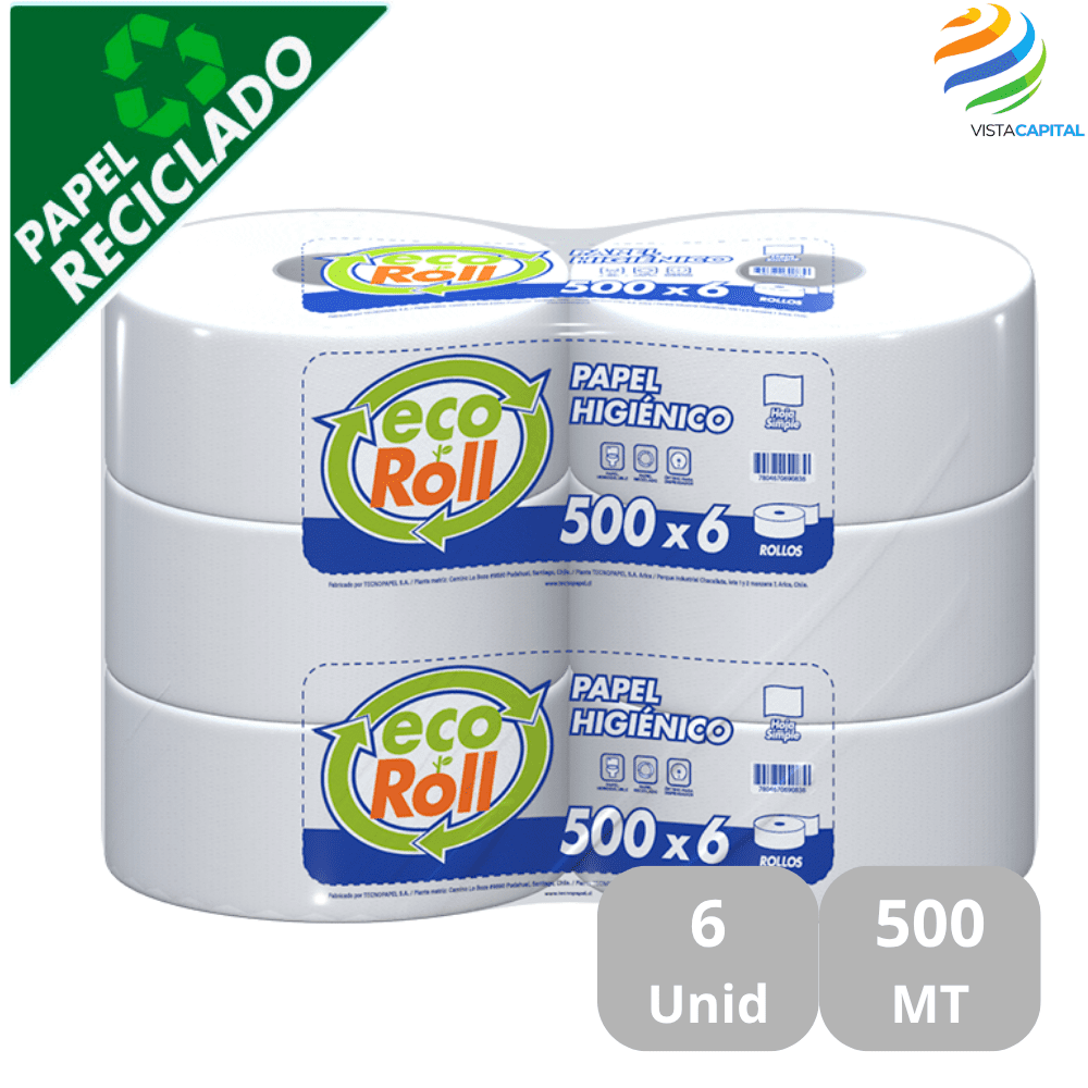 Vista Capital - Papel Higienico Ecoroll 500 Mt Pack 6 Unidades Tecnopapel